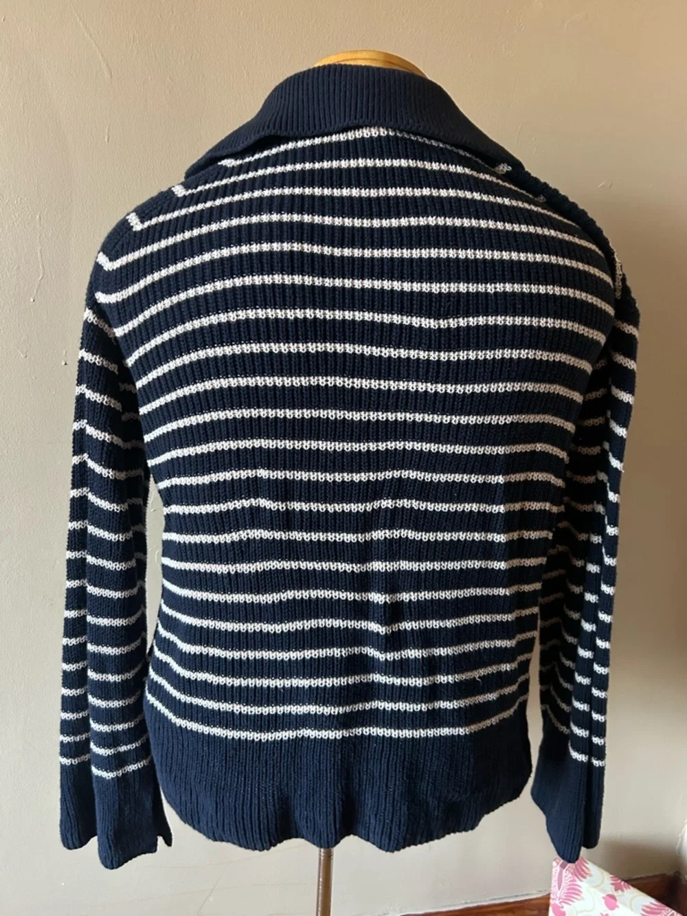 J.Crew Sweater Relaxed Collared Women’s Nautical S Stripe Split Cuff
